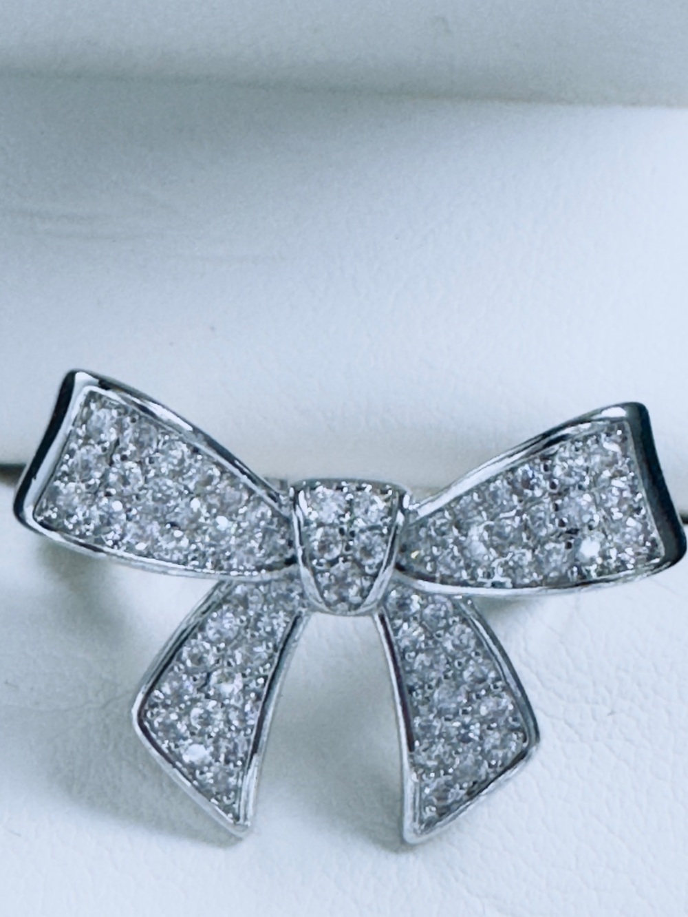 Pavé Crystal Bow Ring in Silver Tone - Women's Fashion Ring